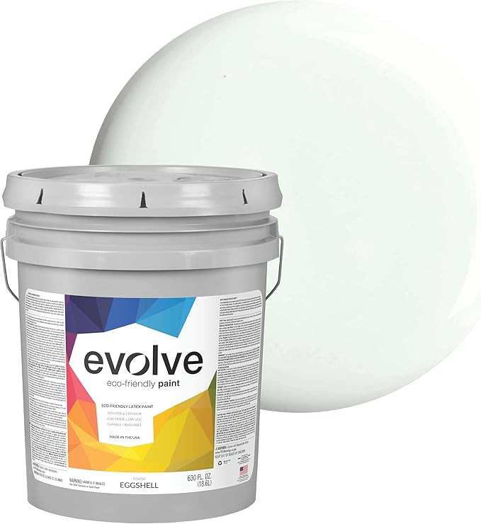EVOLVE Paint & Primer: Environment-friendly, Low Sheen with One-coat Coverage for Interior & Exterior surfaces (Morning Frost, 5-Gallon)