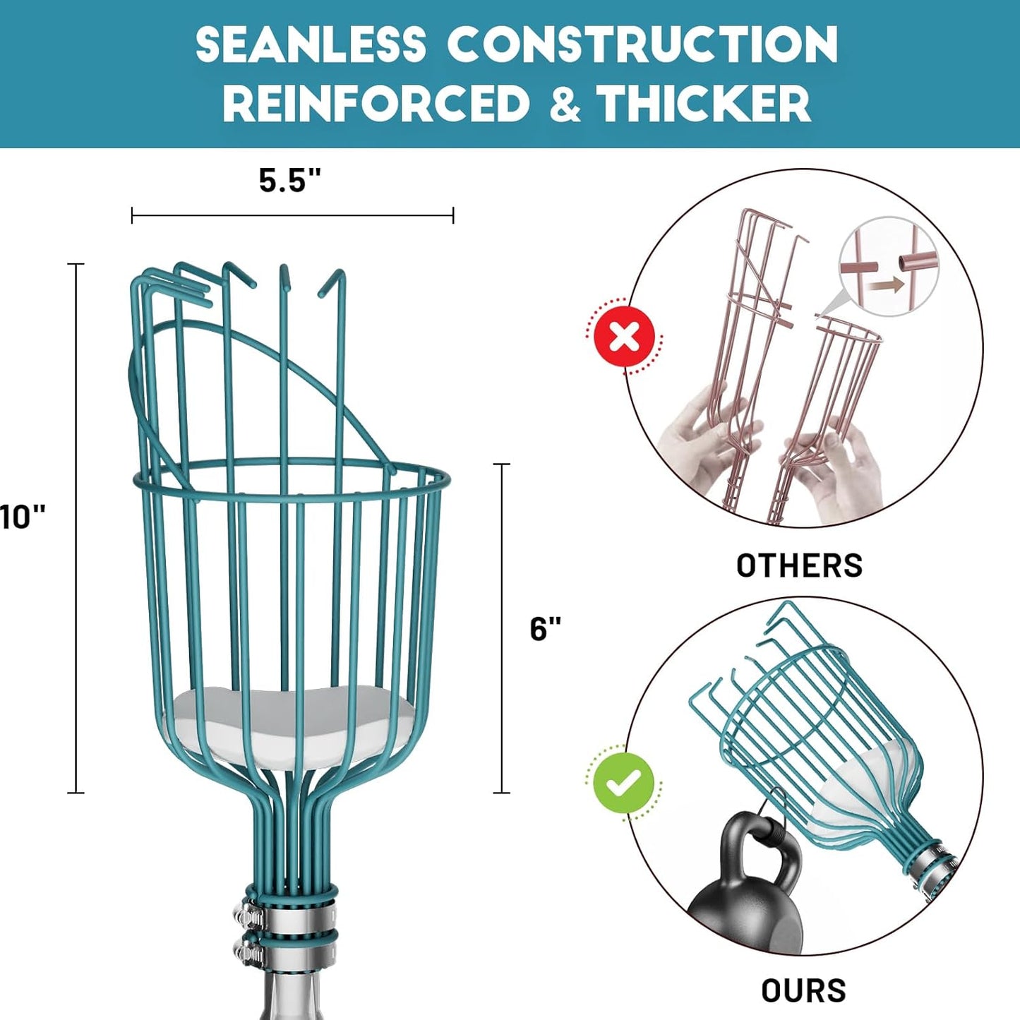 24FT Telescoping Fruit Picker (30+ Foot Reach) | Lightweight High-Grade Aluminum Extension Pole with Easy Attach Twist-On Apple Basket | Durable Fruit Picking Tool