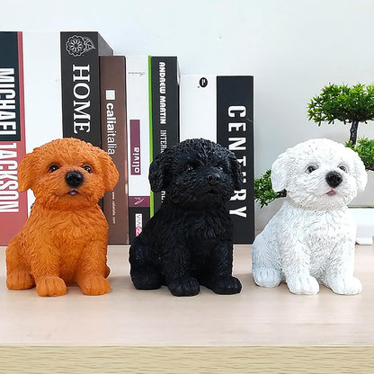 Dog Statue for Outdoor Maltese Dog Ornament Resin Bichon Frise Statue for Home Decor