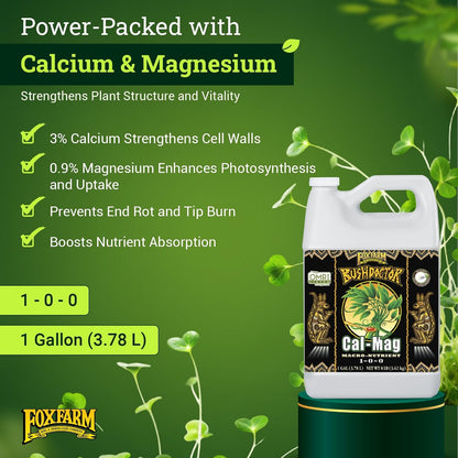 FoxFarm BushDoctor Cal-Mag - Liquid Calcium & Magnesium Supplement, Prevents Blossom End Rot & Tip Burn - Formula with 3% Calcium, 0.9% Magnesium for Gardening- NPK 1-0-0 (Gallon)