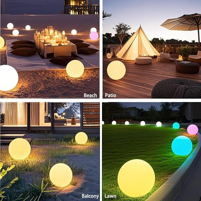 10-in Solar Globe Light Outdoor Waterproof, Dimmable Solar Balls for Garden w/Remote, Glowing Orb Light for Outside w/Ground Stake, Globe Floor Mood Lamp for Patio Yard Lawn Backyard Decor(16 Colors)