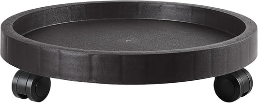 9.8 Inch Planter Caddies Rolling Saucer Caddy with Wheels, Heavy Duty Wheeled Stand for Potted Plant, Round Coaster Roller Base Tray with Casters, Flower Pot Dolly Holder for Indoor Outdoor