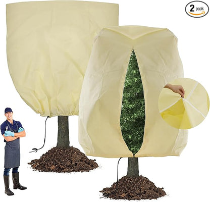 TCBWFY 120x100inches Huge Plant Covers Freeze Protection Frost Cloth for Outdoor Plants,2.82oz/yd² Thickened Winter Tree Covers with Zipper Drawstring,2 Pack Frost Blanket from Wind,Pest and Animal