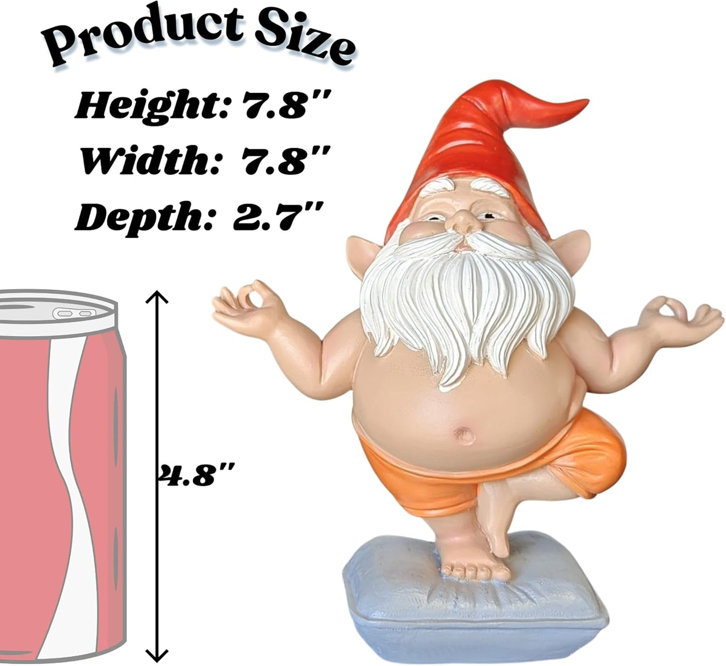 Zen Yoga Gnome Statue – Handcrafted Resin Meditation Gnome on Pillow, Tree Pose, Relaxed Expression – Weatherproof Indoor Outdoor Garden Decor, Unique Gift for Yoga & Meditation Lovers