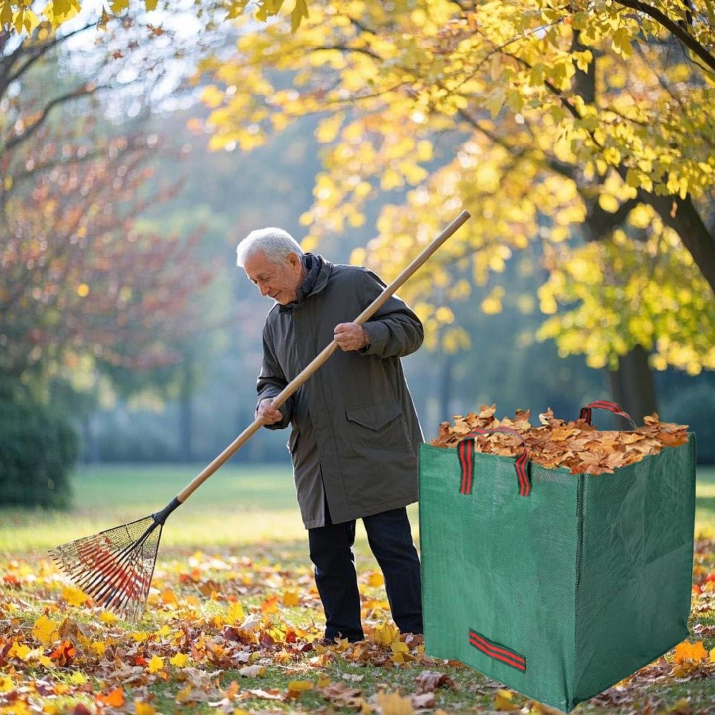 Heavy Duty 33-Gallon Leaf Bag – Reusable Standable Yard Waste Bag with Reinforced Handles, Foldable for Spring Cleanup, Lawn, Garden, Camping & Debris Collection