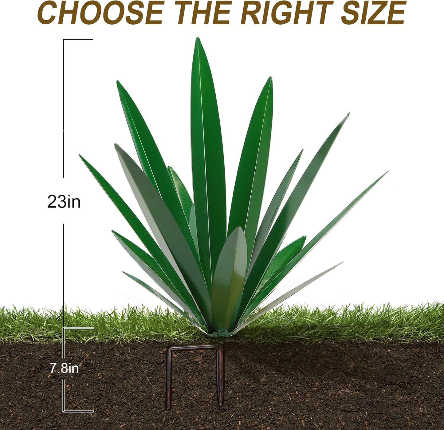 TOMBABY Large Leaf Thickened Metal Agave Plant Outdoor Decoration Desert Courtyard Art Plant Garden Decoration Outdoor Metal Art Floral Gift (1, Green)