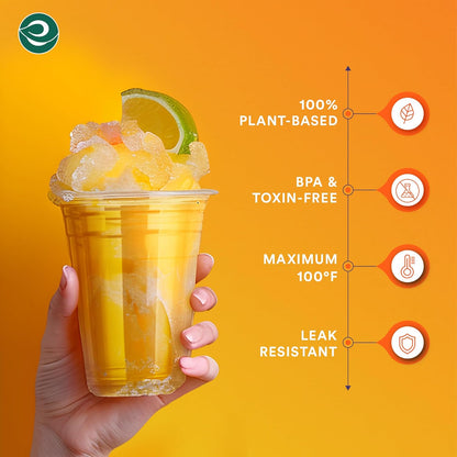 ECO SOUL 100% Compostable, Disposable Party Cups | Eco-friendly Party Cups | (100 Count, 16 oz Cold Cups)
