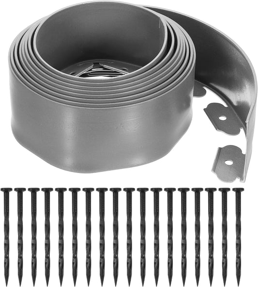 uxcell Landscape Edging, 1Pcs 20FT x 3.94" - No Dig Garden Edging Kit with 18 Stakes, Landscape Edging Border for Garden Lawn Flower Bed Yard Grass (Grey)