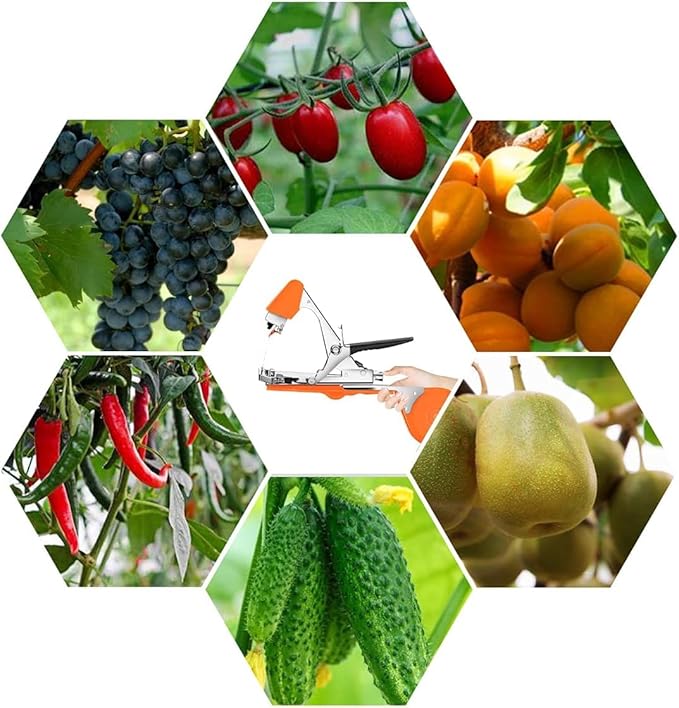 Plant Tying Machine Tomato Tape Tool Fruit Twine Tool with 21 Rolls of Tape and 1 Box of Staple for Garden Vegetable Grape Cucumber Pepper