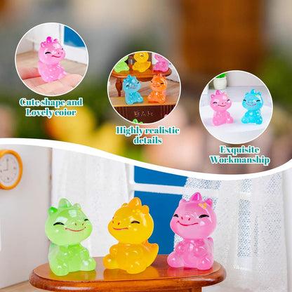 40 Pcs Mini Resin Dinosaur 1.3″ 8 Variety Tiny Animals Figures Miniature Little Small Figurines Bulk for Micro Fairy Garden Landscape Accessories Hide Crafts Decor