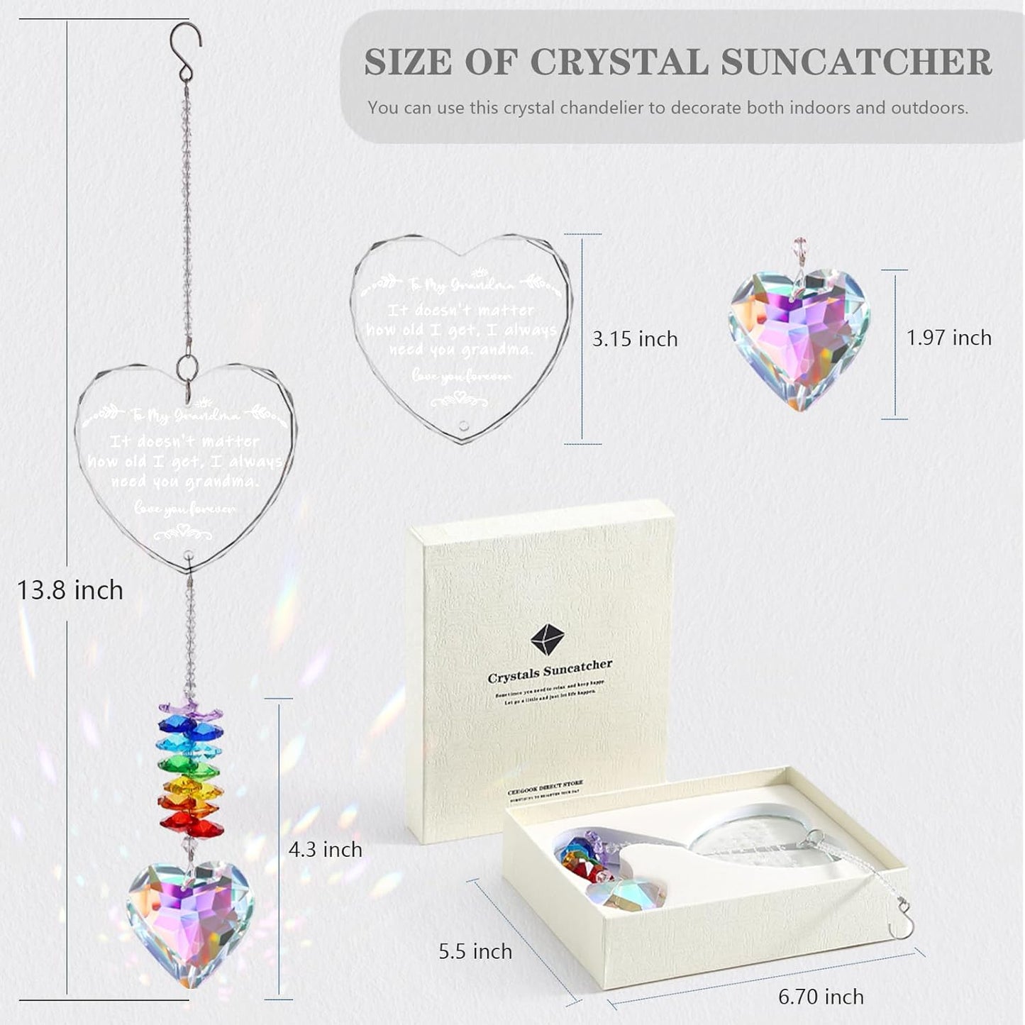 Grandma Gifts, K9 Crystal Suncatcher Grandma Birthday Gifts from Granddaughter Grandson Grandchildren Grandkids for Mothers Day Christmas