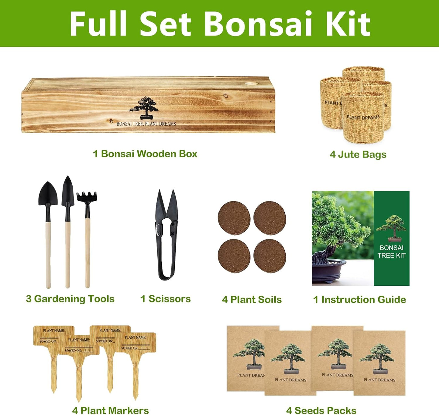 Bonsai Tree Kit, Bonsai Starter Kit with Seeds Tools & Planters, Tree Live Plants Indoor, Gardening Gifts for Women Men Mom Father Plant Lover, Birthday Thanksgiving Christmas Gifts