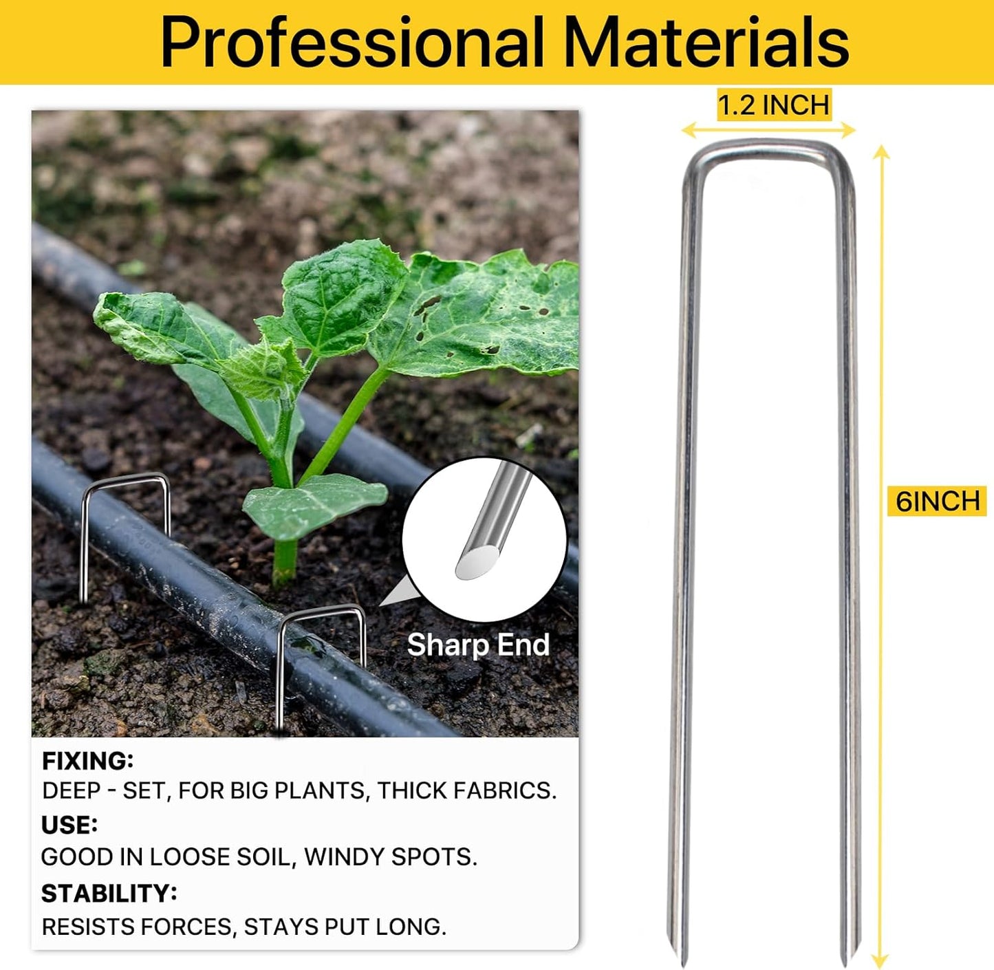 Landscape Staples 6inch,11Gauge Galvanized Lawn Staples, Sturdy Garden Stakes for Effortlessly Securing Weed Barrier Fabric,Ground Stabilization, and Tackling Outdoor Yard Work,Decorations