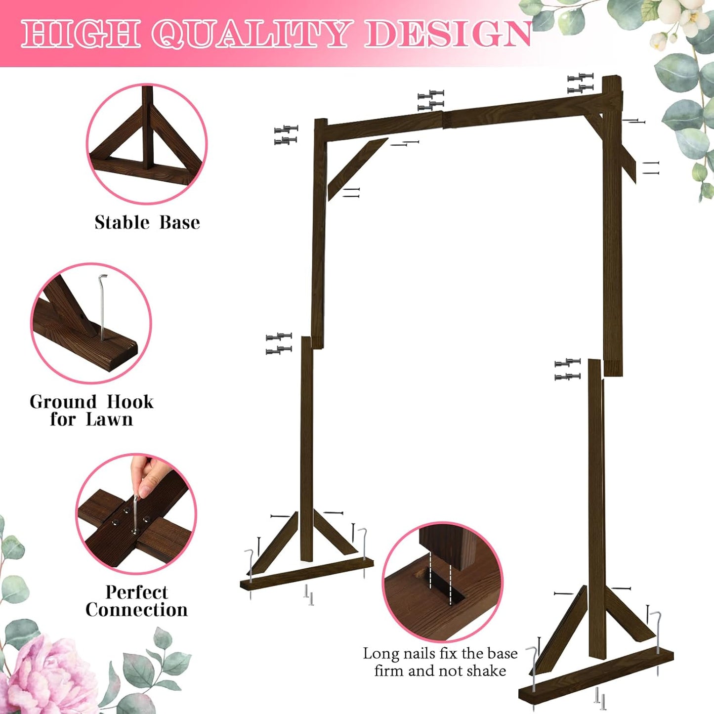 Wooden/Wood Arch 7.2FT for Wedding Ceremony, Arbor Backdrop Stand for Garden Parties, Indoor, Outdoor, Autumn Theme, Rustic Decorations