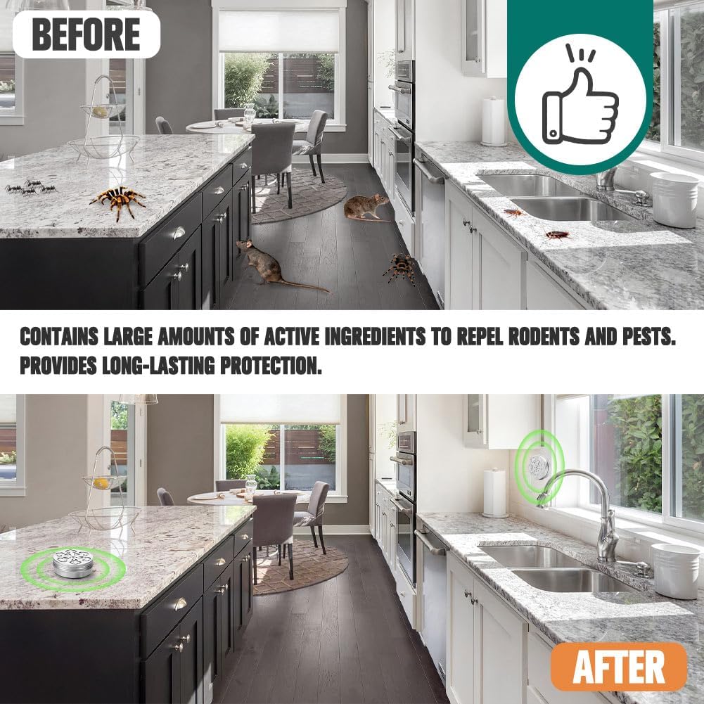 Pest Repellent for Car, Rodent Repellent Indoor & Outdoor, Natural Mint Mouse/Rat Repellent, Keep Mice, Spiders, Ants and Cockroaches Away, Peppermint Oil Pest Deterrent - 2P