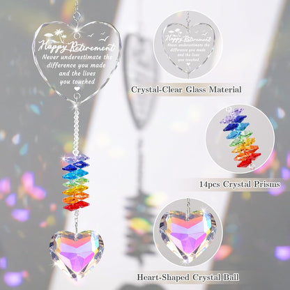 Retirement Gifts for Women, 2025 Retirement Gift Crystal Suncatcher, Happy Retirements Gifts for Friends Teachers Nurse Men, Going Away Presents Decorations