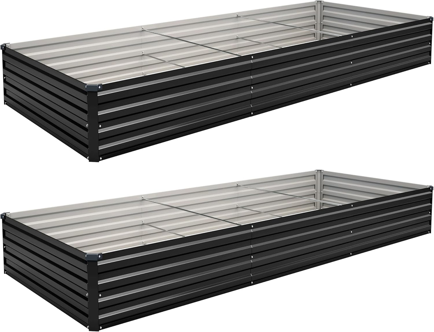 10×3×1FT(2PCS) Galvanized Raised Garden Bed Kit, Metal Planter Boxes，Large Outdoor Planters Garden for Planting Vegetables,Flowers,Herbs -Black