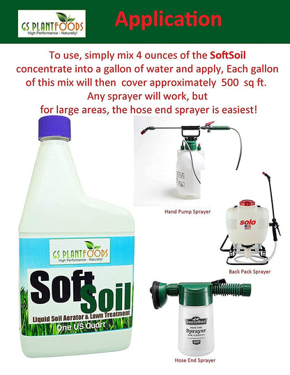 Soft Soil by GS Plant Foods- Liquid Aerator and Lawn Treatment(1 Quart) - Liquid Aerator for Any Grass Type, All Season - Great for Compact Soils, Standing Water, Poor Drainage