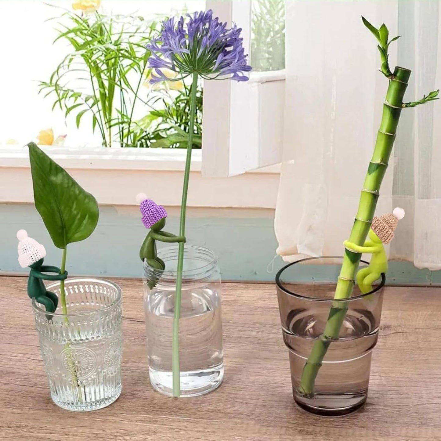 6PCS Plant Propagation Buddy, Plant Cutting Holders for Sprouts and Stems, Plant Supports Come with Colorful & Christmas Hats, Ideal for Decorating Indoor Garden and Propagation Station (Colorful)