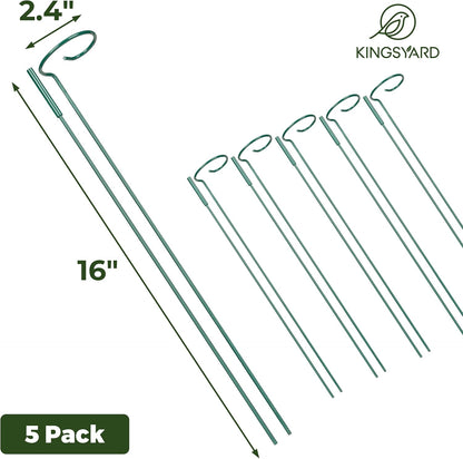 Kingsyard 5 Pack Plant Stakes and Supports - 4.5mm Thick Adjustable Sizes 16 or 32 Inch, Metal Monstera Plant Supports for Outdoor Plants and Indoor Plants, Plant Stem Support for Flowers Tomatoes