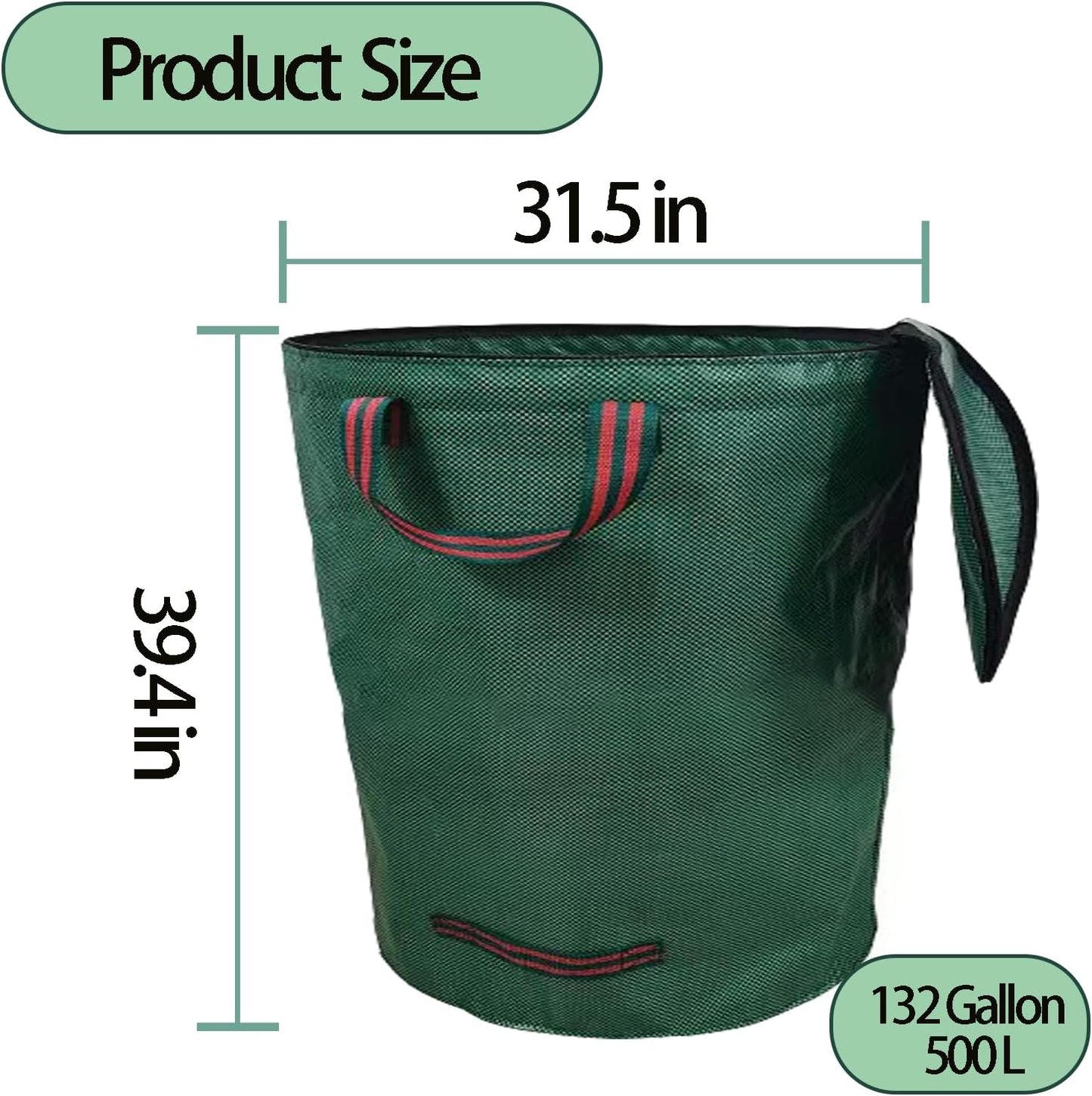 Reusable Yard Waste Bags,with Lid Extra Large Lawn Leaf Bags with Gardening Gloves,Standable Garden Waste Bag With 4 Handles,Container for Leaves,Lawn Debris & Grass Clippings(132Gallon)