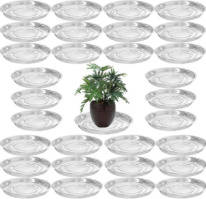 30 Packs 8" Clear Plant Saucers for Indoor Outdoor Use Heavy Duty Plastic Plant Trays for Planter Bulk Flower Pot Drip Trays to Catch Water, 4 to 20 Inch, Round Transparent