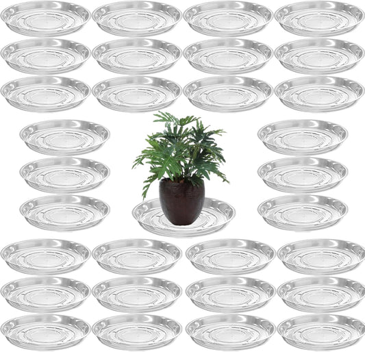 30 Packs 8" Clear Plant Saucers for Indoor Outdoor Use Heavy Duty Plastic Plant Trays for Planter Bulk Flower Pot Drip Trays to Catch Water, 4 to 20 Inch, Round Transparent