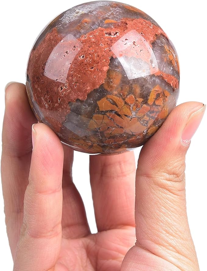 JIC Gem Yellow Agate Crystal Ball Sphere Yellow Healing Crystal Gemstone Ball with Display Stand Home Decor Meditation Grid Energy Balance (50-60mm)