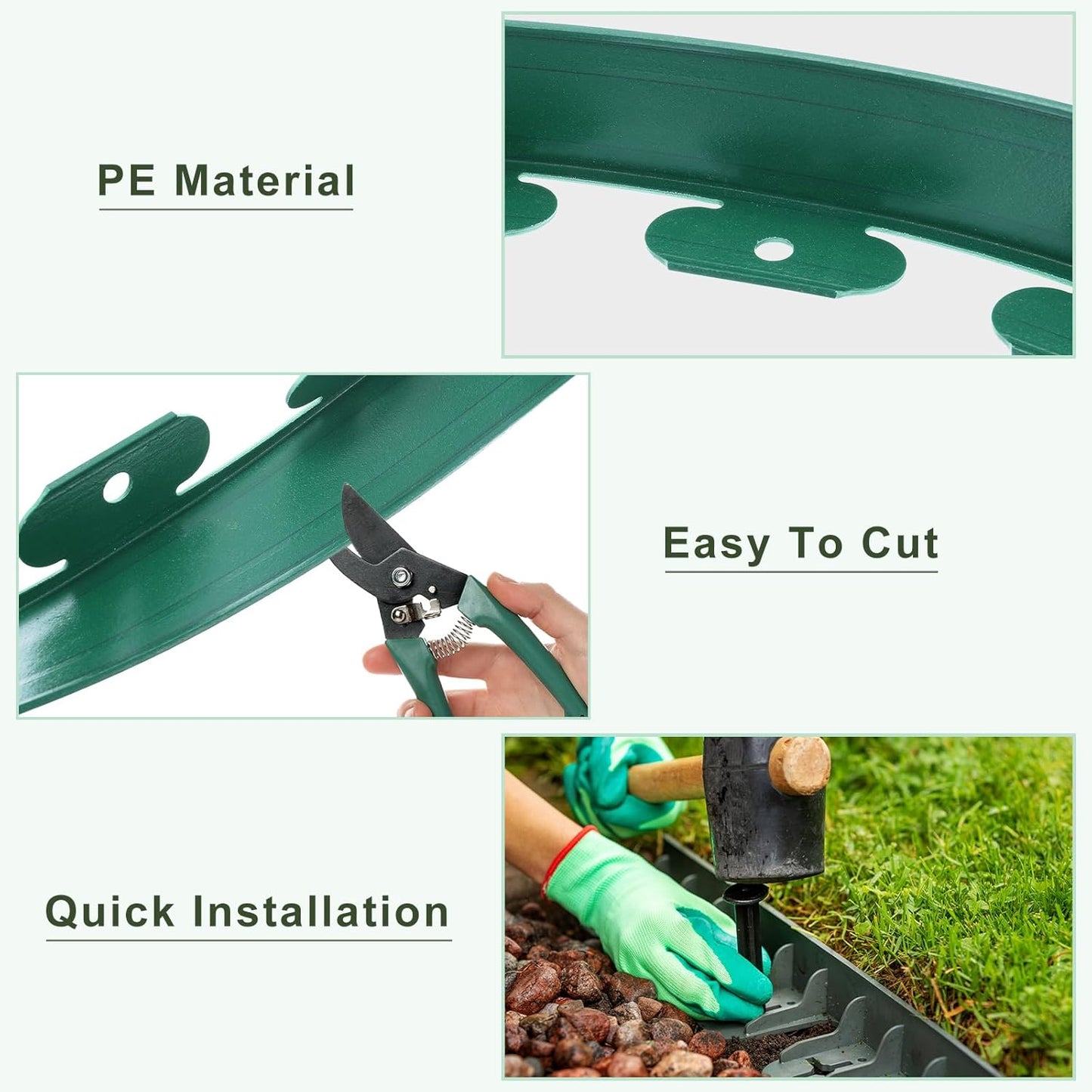 uxcell Landscape Edging, 1Pcs 20FT x 3.94" - No Dig Garden Edging Kit with 18 Stakes, Landscape Edging Border for Garden Lawn Flower Bed Yard Grass (Green)