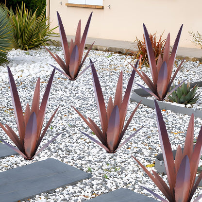 EROCK 2 Pcs Tequila Rustic Sculpture, Wind Resistant Metal Agave Plant Outdoor Home Decor, DIY Rustic Hand Painted Metal Agave Garden Art Plant Country Sculpture Statue Patio Stake Lawn Ornament Gift