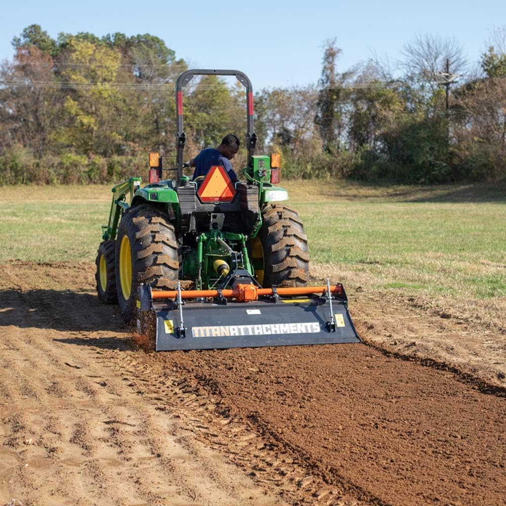 Titan Attachments 3 Point 60" Rotary Tiller Attachment Fits Cat 1 Tractors, Charcoal Finish, Single Speed PTO Driven Cultivator with a 540 RPM Gearbox, Replaceable L-Shaped Tines Work 5" Deep