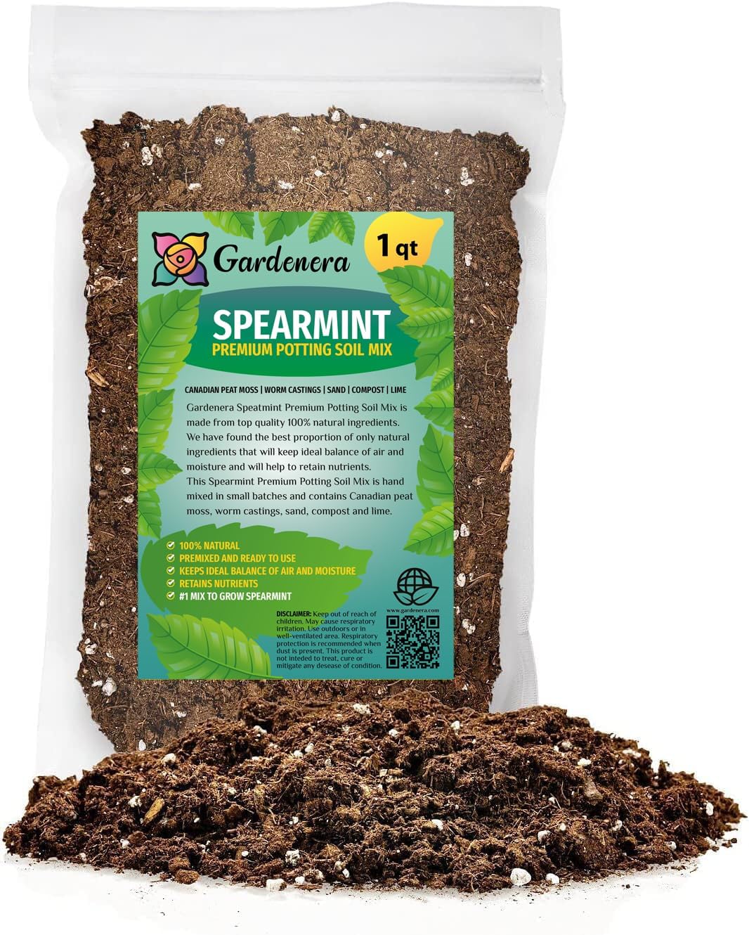 Gardenera Premium Spearmint Plant Potting Mix - Crafted for Thriving Spearmint Growth and Refreshing Aroma - 1 Quart