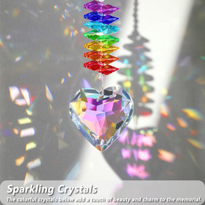 Crystal Sun Catchers Indoor Window - Heart - Shaped Hanging Crystal Suncatcher as Pet Memorial Gifts for Dogs