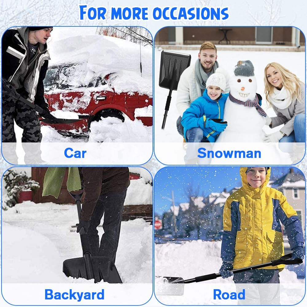 Snow Square Shovel, Shovels for Digging with D-Handle, Overall 41-Inch Long Garden Shovel for Car, Garden Tools, Black