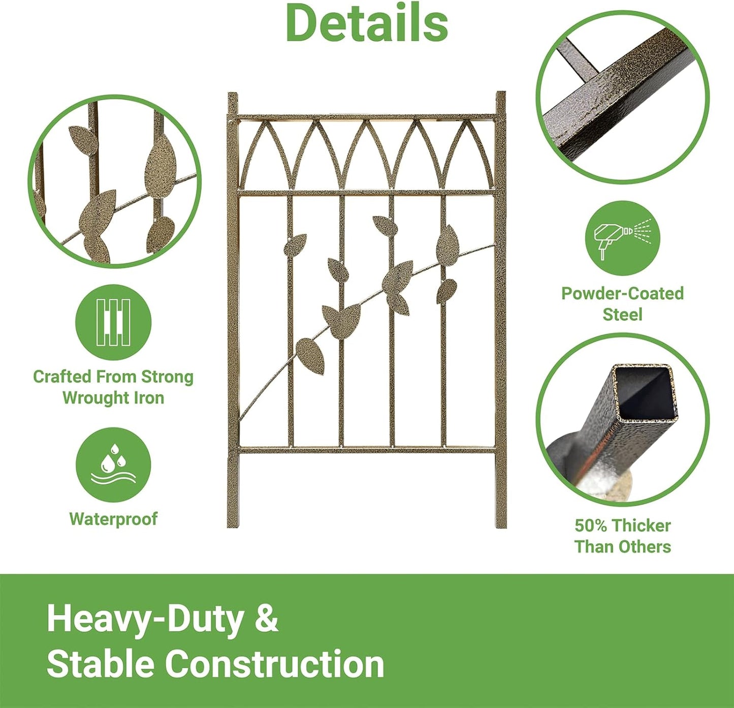 Metal Garden Arbor, 104.3” Tall Wrought Iron Archway for Climbing Plants & Flowers, British-Style Garden Trellis (Copper)