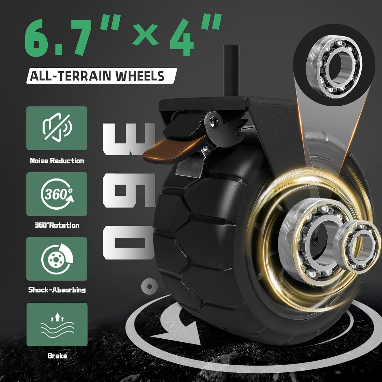 Whitsunday Folding Collapsible Wagon,440Lbs Heavy Duty Foldable Utility Camping Wagon Cart with Table and All Terrian Wheel for Beach,Outdoor Green