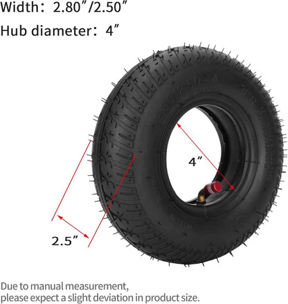 2.80/2.50-4" Tire and Inner Tube Compatible with Utility Cart Dolly Hand Truck Wheelbarrows Trolly Lawn Mowers Garden Carts Trailers Wagons Pressure Washer Air Compressor Cart