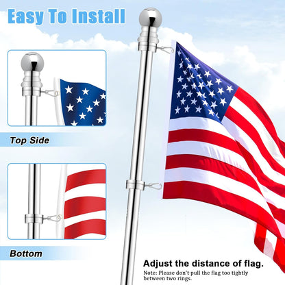 1.25" Flag Pole Rings, 2 Pcs Aluminum Alloy Spinning Flag Pole Ring Clips Swivels, 360° Rotating Anti Wrap Flagpole Ring Hardware with Aluminum Carabiners for 1.02-1.25" Diameter
