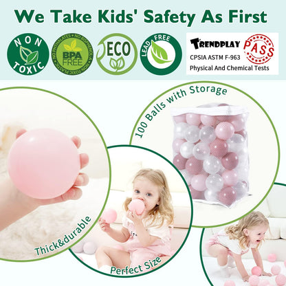 TRENDPLAY Plastic Balls for Ball Pits 2.2 Inch, Pack of 50 100 200 500 Hollow Balls, Perfect for Toddler Baby Pools,Party,Festival Decoration