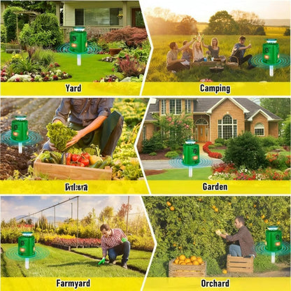 360°Solar Ultrasonic Animal Repellent, Deer Repellent Devices Cat Repellent Outdoor, Waterproof Squirrel Raccoon Rabbit Skunk Dog & Bird Deterrent with Motion Sensor & Flashing Light for Garden Yard