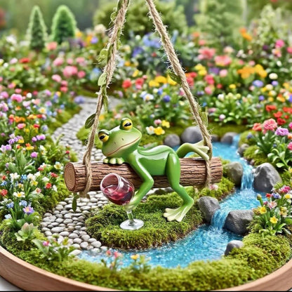 Garden Swing Frog, Suitable for Decorating Balconies, Gardens, and Flower pots. Seasonal Decorations and Unique Designs Make it Perfect