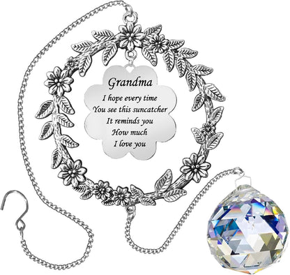 Gifts for Grandma, Birthday Valentines Day for Grandma from Grandkids, Sun Catcher for Christmas Birthday Mothers Day Thanksgiving