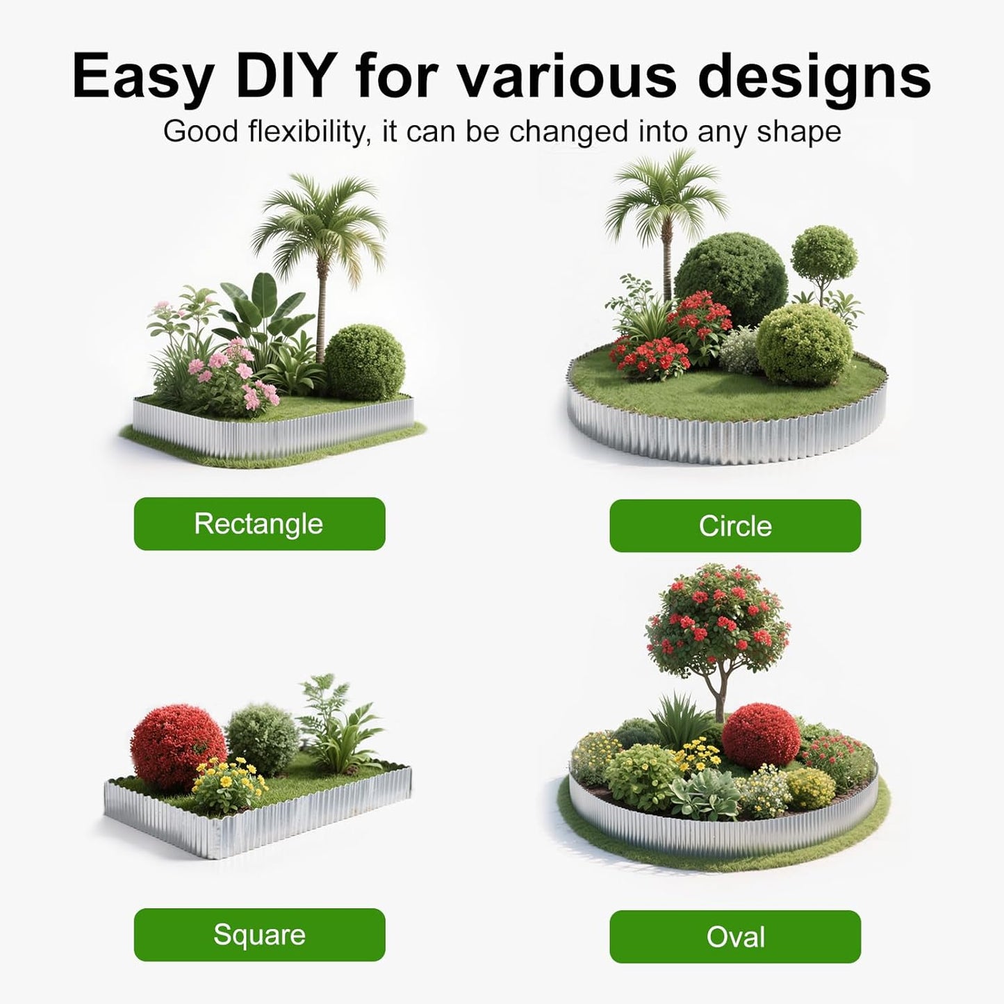 Corrugated Metal Garden Edging 6" x 50Ft, Sturdy Lawn Edging Border, Landscape Edging Border for Lawn, Flower Bed, Garden and Yard (Silver, 6 * 50Ft)