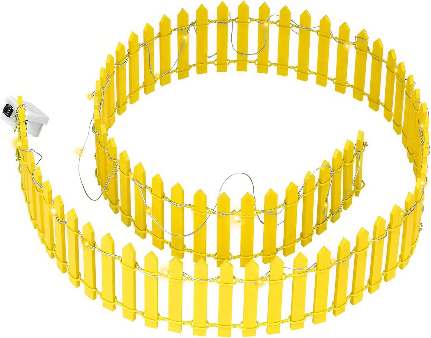 Mini Fairy Garden Fence, 35.5x2 Inch Cuttable Small Wood Picket Fence, DIY Miniature Accessories Decoration for Dollhouse, Crafts, Vegetable Platter, Cake(Yellow)