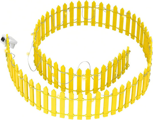 Mini Fairy Garden Fence, 35.5x2 Inch Cuttable Small Wood Picket Fence, DIY Miniature Accessories Decoration for Dollhouse, Crafts, Vegetable Platter, Cake(Yellow)