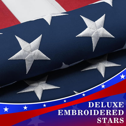 High Wind American Flag for Outdoor 12x18 Ft - Heavy Duty Allegiance US Flag with Embroidered Stars, Sewn Stripes & Brass Grommets All Weather Fade Resistant for Outside Use