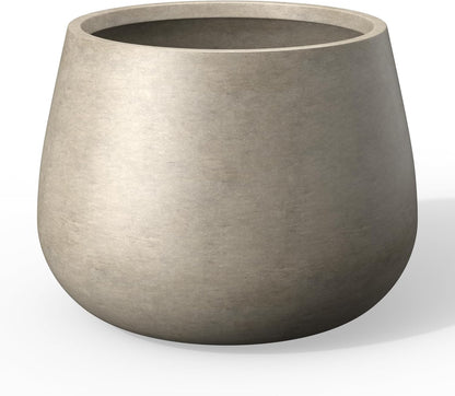 Kante Curva Series Planter, 21.3 Inch Round Concrete Plant Pot with Draiange Hole and Rubber Plug, Suitable for Indoor Plants, Home, Garden, Patio, Weathered Concrete