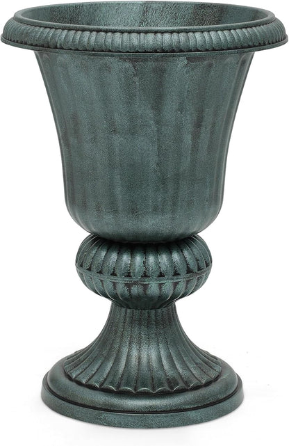 Magshion 20" Urn Planter for Outdoor and Indoor Plants, Large Decorative Front Porch Planter, Vintage Grecian Flower Pot for Patio, Garden & Entryway Décor, Antique Green