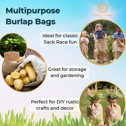 4 Potato Storage 22"x37" Premium Quality No Smell Extra Tough Potato Sack Race Bags Hacky Sack Outdoor Games for Adults Burlap Bags Outdoor Games for Kids costales para juegos de carreras