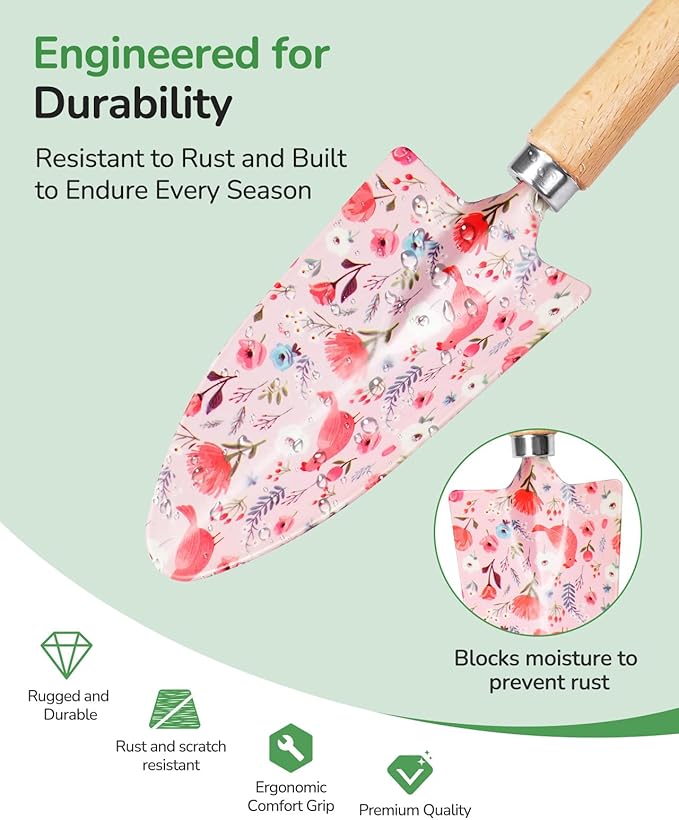 12-Piece Womens Gardening Tools Gift Set, Rust-Proof & Heavy-Duty Garden Tools with Durable Carrying Case, Fashionable & Thoughtful Gardening Gifts for Women&Men (Pink)